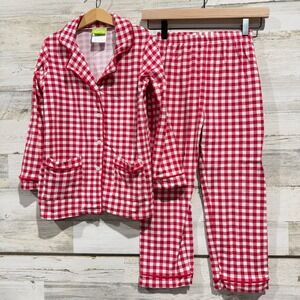 Classic Whimsy Pajama Set Kids Size 8 Red Gingham Check Cotton Sleepwear EUC